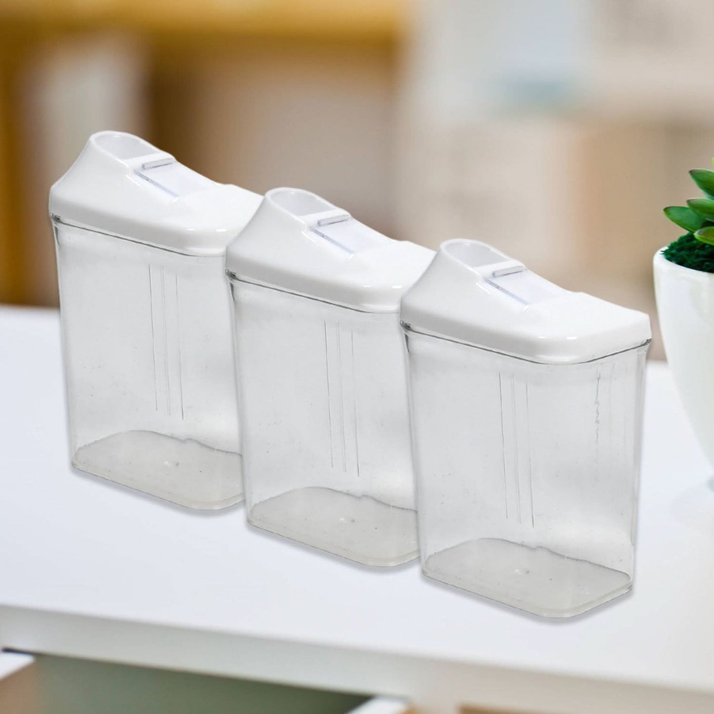 Kitchen Storage Jars Container Set 3pc Transparent Jar Set For Home Kitchen Use