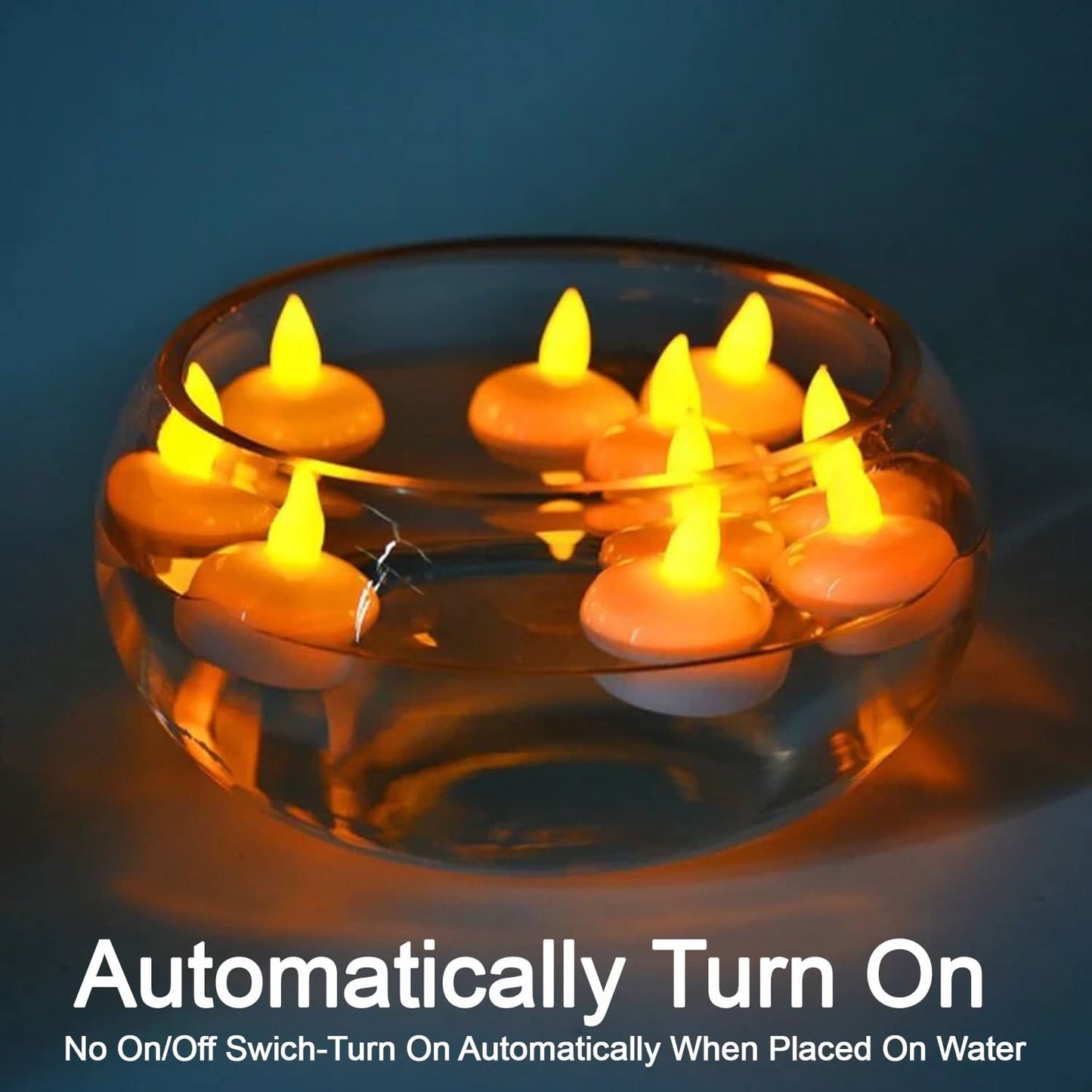 Set Of 12 Flameless Floating Candles Battery Operated Tea Lights Tealight Candles.