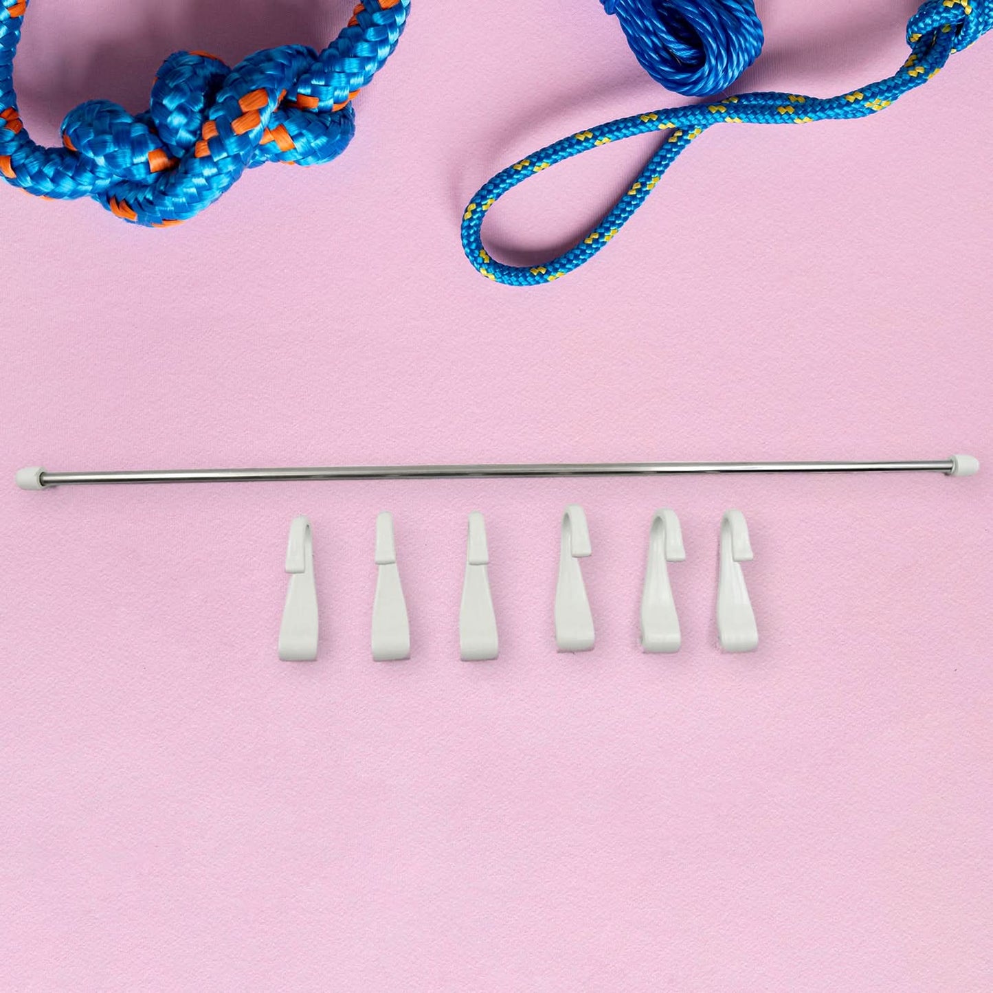 17968 Stainless Steel Utensil Hanger Rail Nail Free Wall Mount With 2 Magic Stickers 6 Plastic Hooks For Kitchen