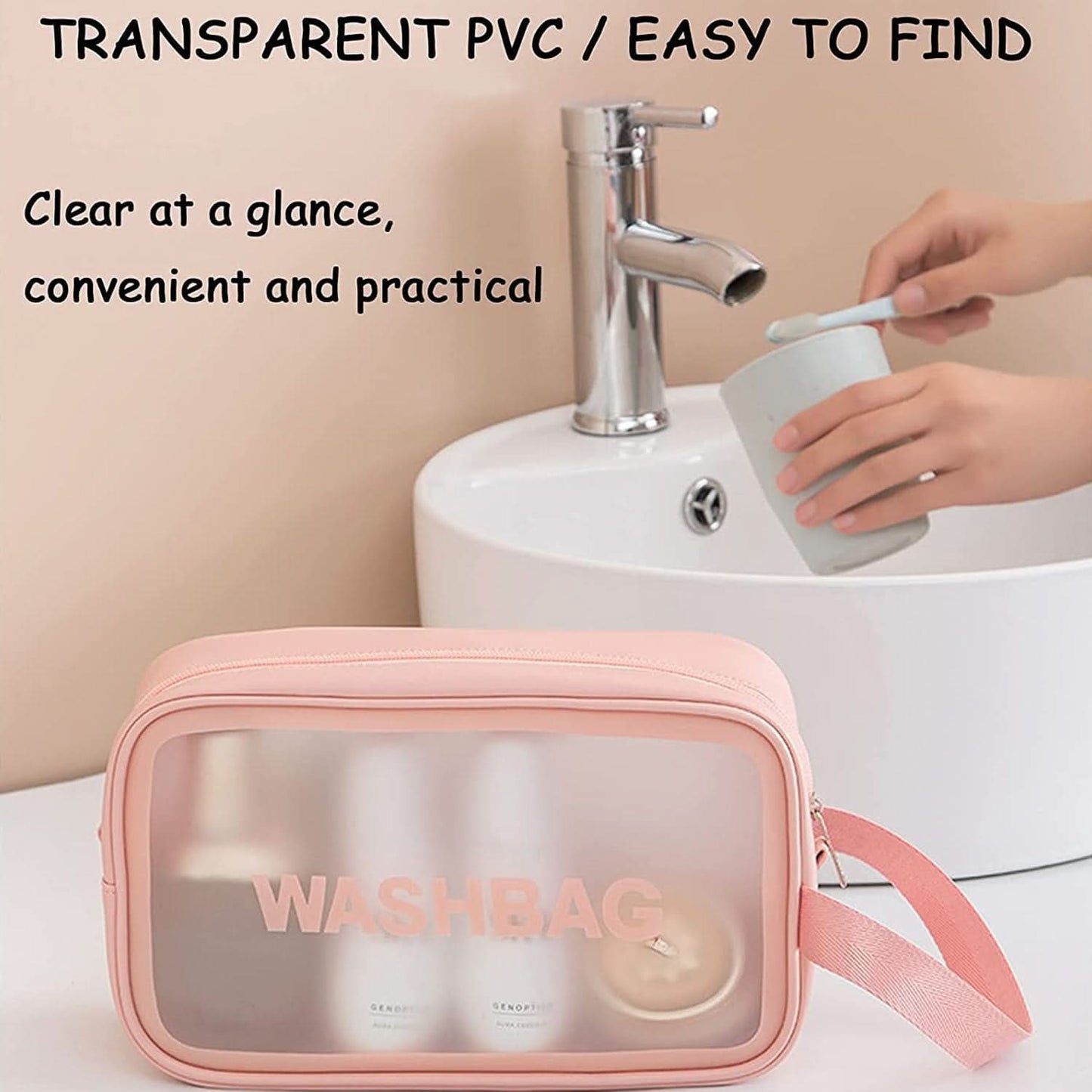 12682 Cosmetic Pouch Make Up Bag For Home Travel Toiletry Bag For Cosmetics Brushes Accessories Set Of 3 Small Medium Big - Wash Bag