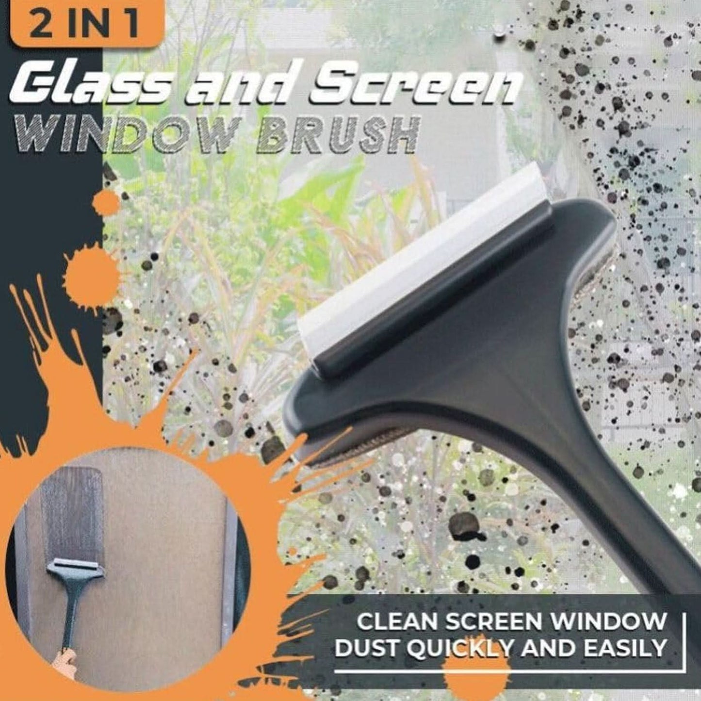 Brush 2 In 1 Mesh Cleaning Brush Wiper With Extended Handle(1 Pc)