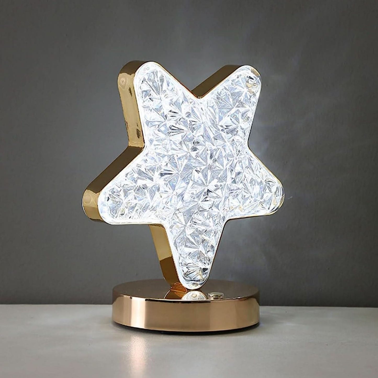 Star Shape Crystal Diamond Lamp Cordless With Usb Rechargeable 3-way Dimmable Touch Control (1 Pc )