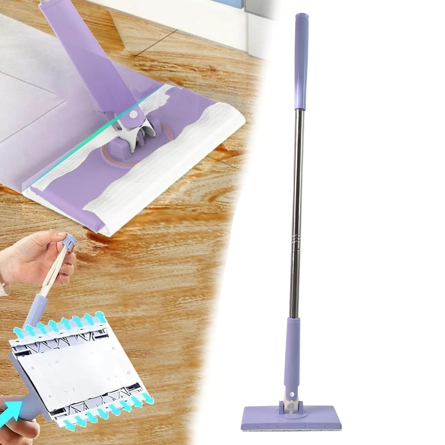 Automatic Cloth Changing Mini Mop With Push Pull Cloth Changing Handle (1 Pc)