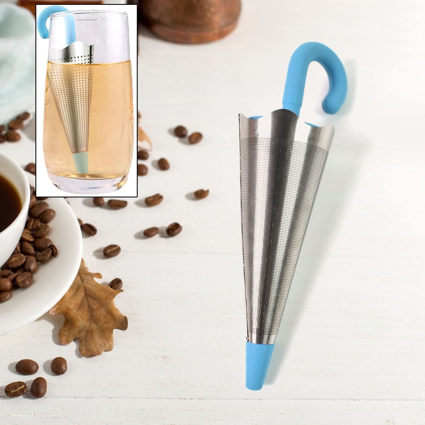 Reusable Cute Umbrella Tea Strainer Without Tray Stand (1 Pc Mix Color)