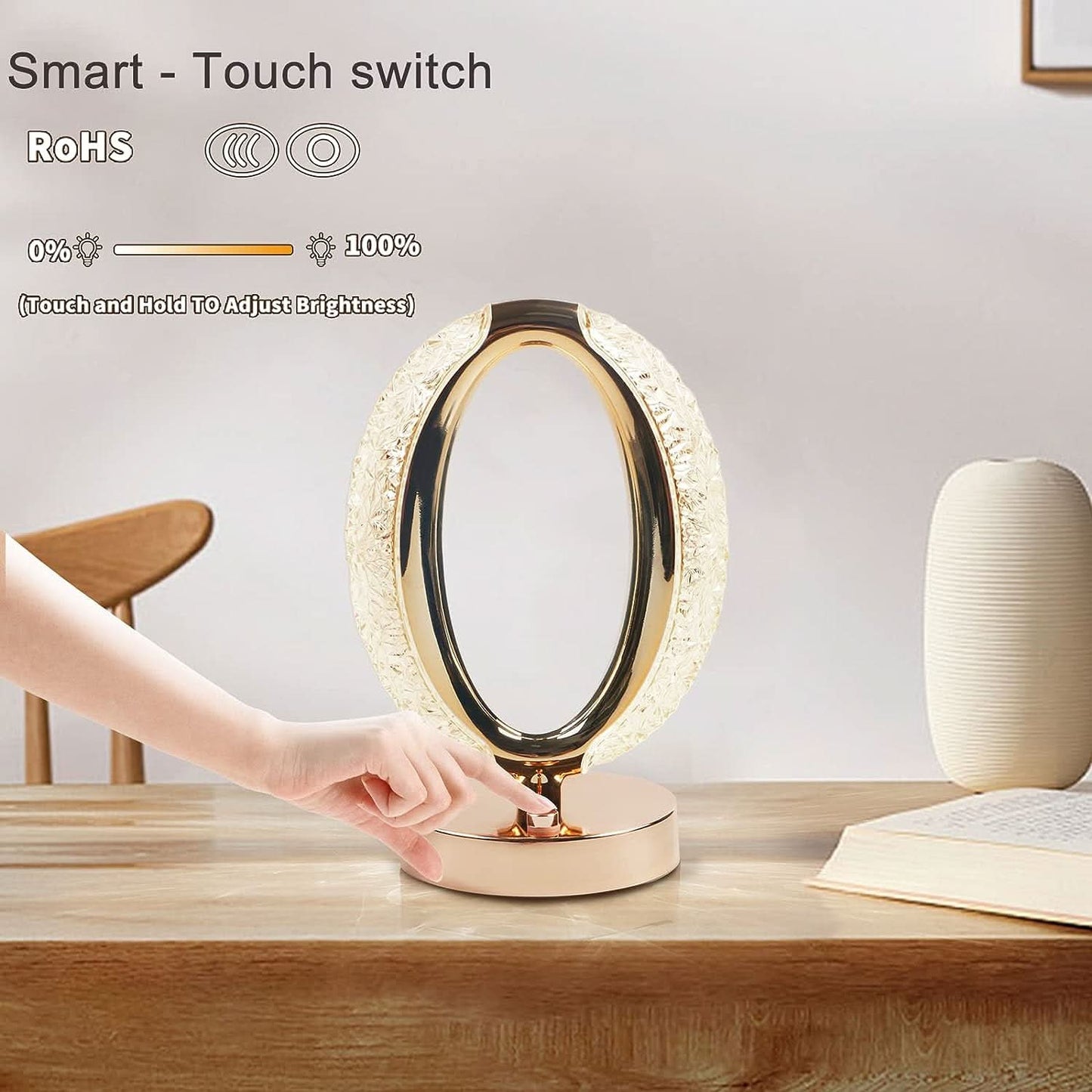 Touch Control Crystal Table Desk Lamp 3-way Dimmable Light Usb Rechargeable Crystal Diamond Table Lamp