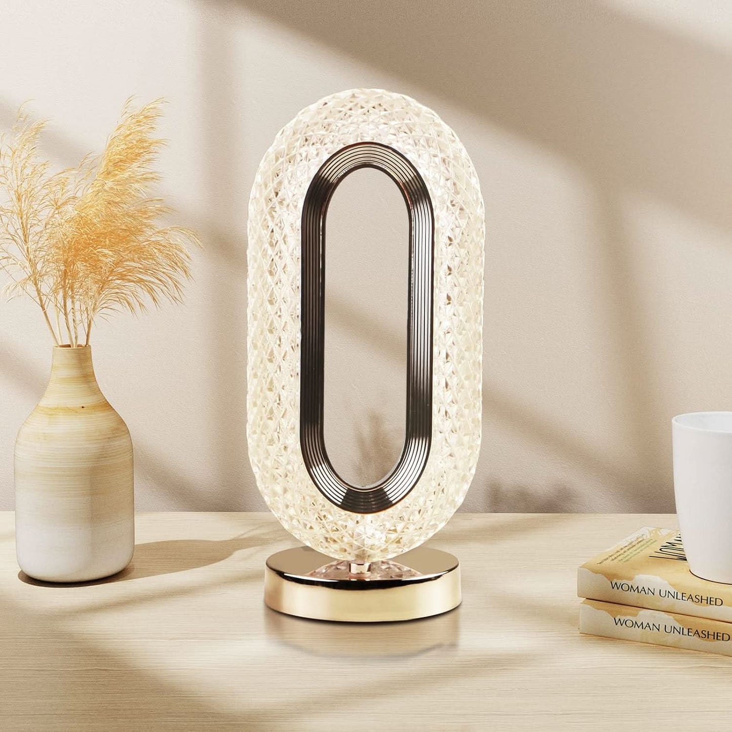 Touch Control Crystal Table Desk Lamp 3-way Dimmable Light Usb Rechargeable Crystal Diamond Table Lamp
