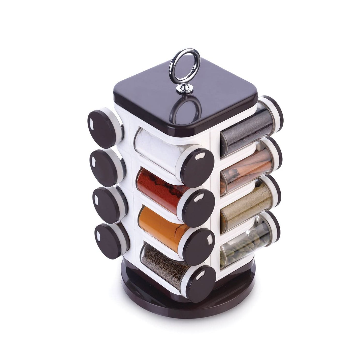 Ganesh Multipurpose Revolving Spice Rack With 16 Pcs Dispenser Each 100 Ml Plastic Spice Abs Material 1 Piece Spice Set 1 Piece Spice Set (Plastic)