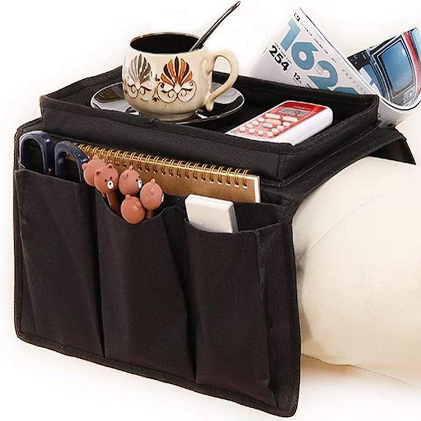 Sofa Arm Rest Hanging Storage Bag (Black)