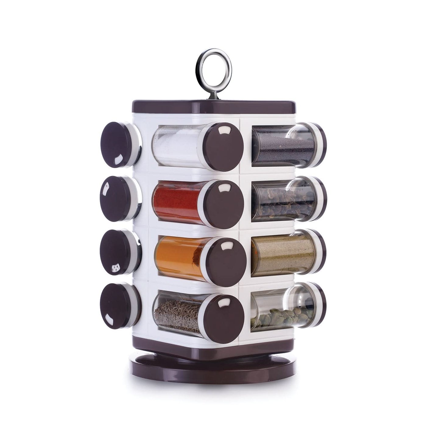 Ganesh Multipurpose Revolving Spice Rack With 16 Pcs Dispenser Each 100 Ml Plastic Spice Abs Material 1 Piece Spice Set 1 Piece Spice Set (Plastic)