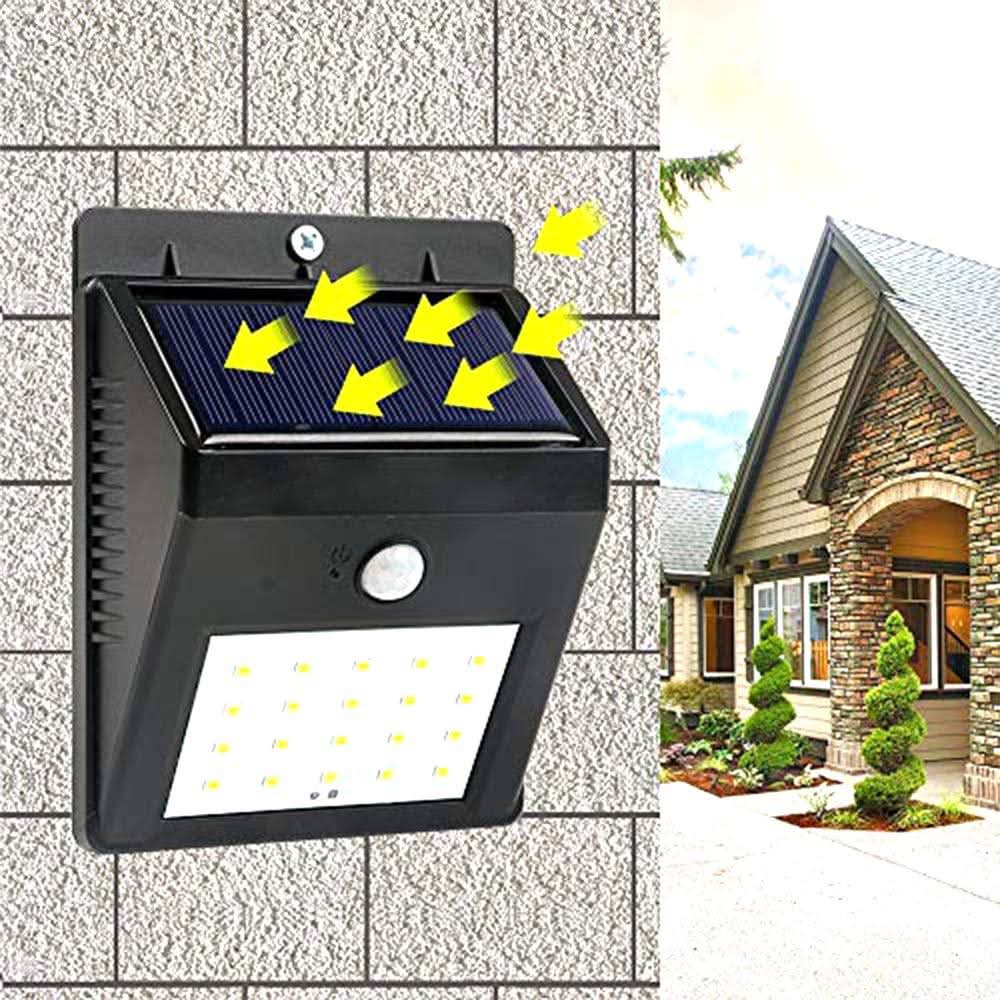 Solar Security Led Night Light For Home Outdoor, Garden Wall (Black) (20-led Lights)