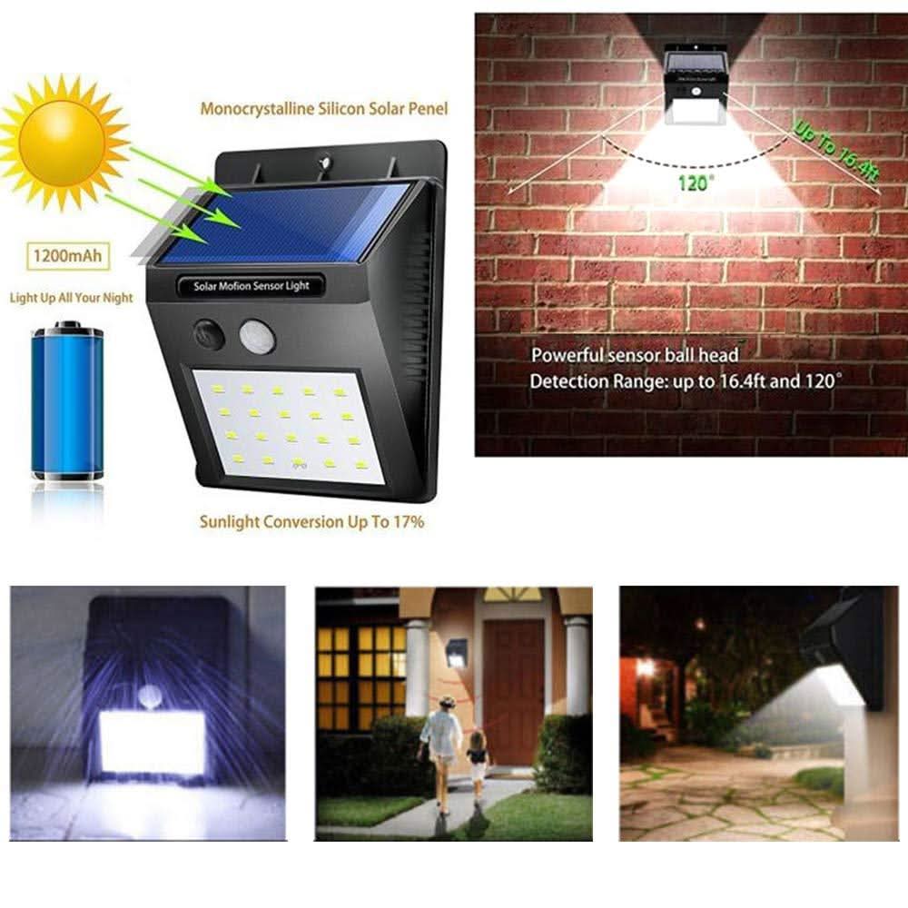 Solar Security Led Night Light For Home Outdoor, Garden Wall (Black) (20-led Lights)