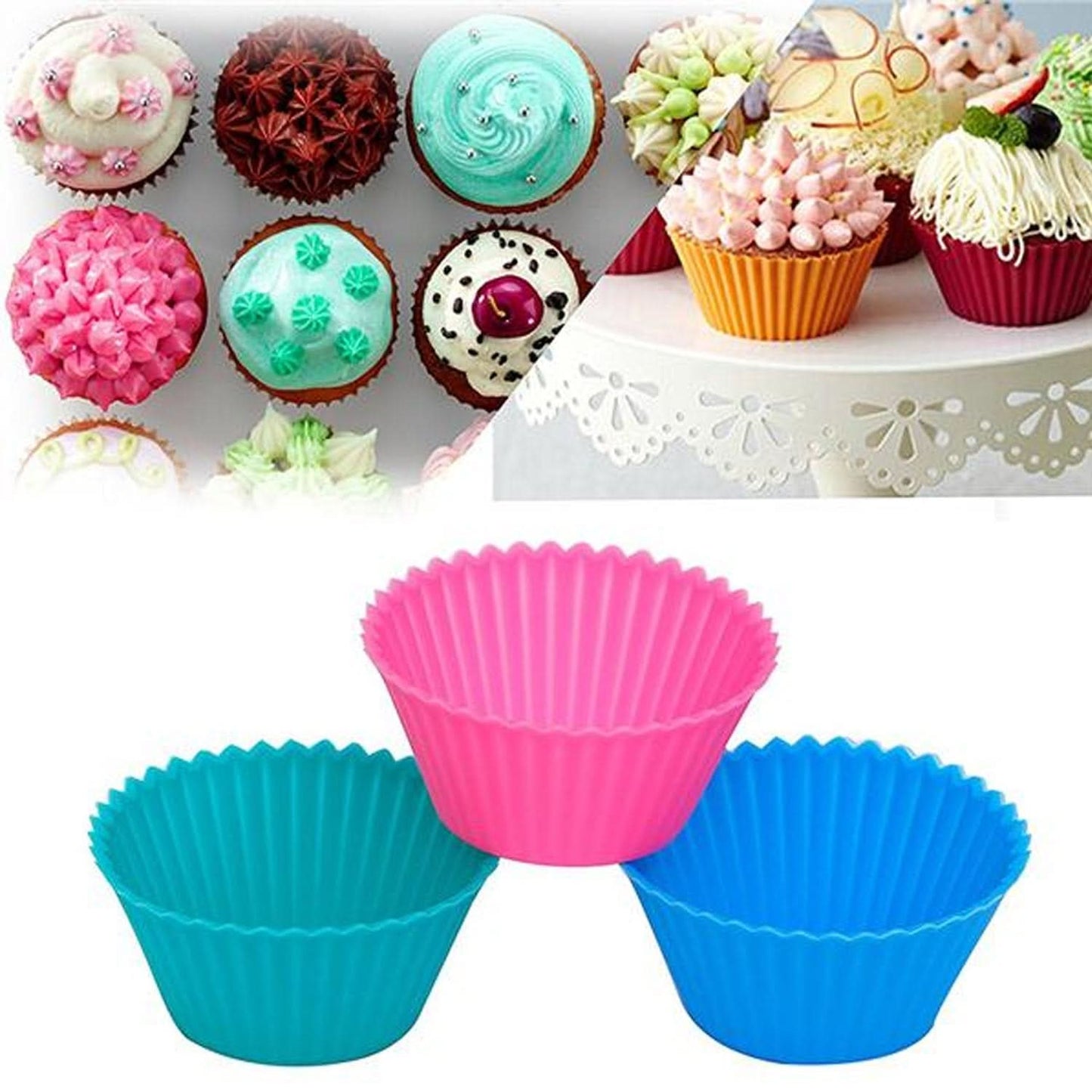 Silicone Cupcake Shaped Baking Molds. (6Pcs)
