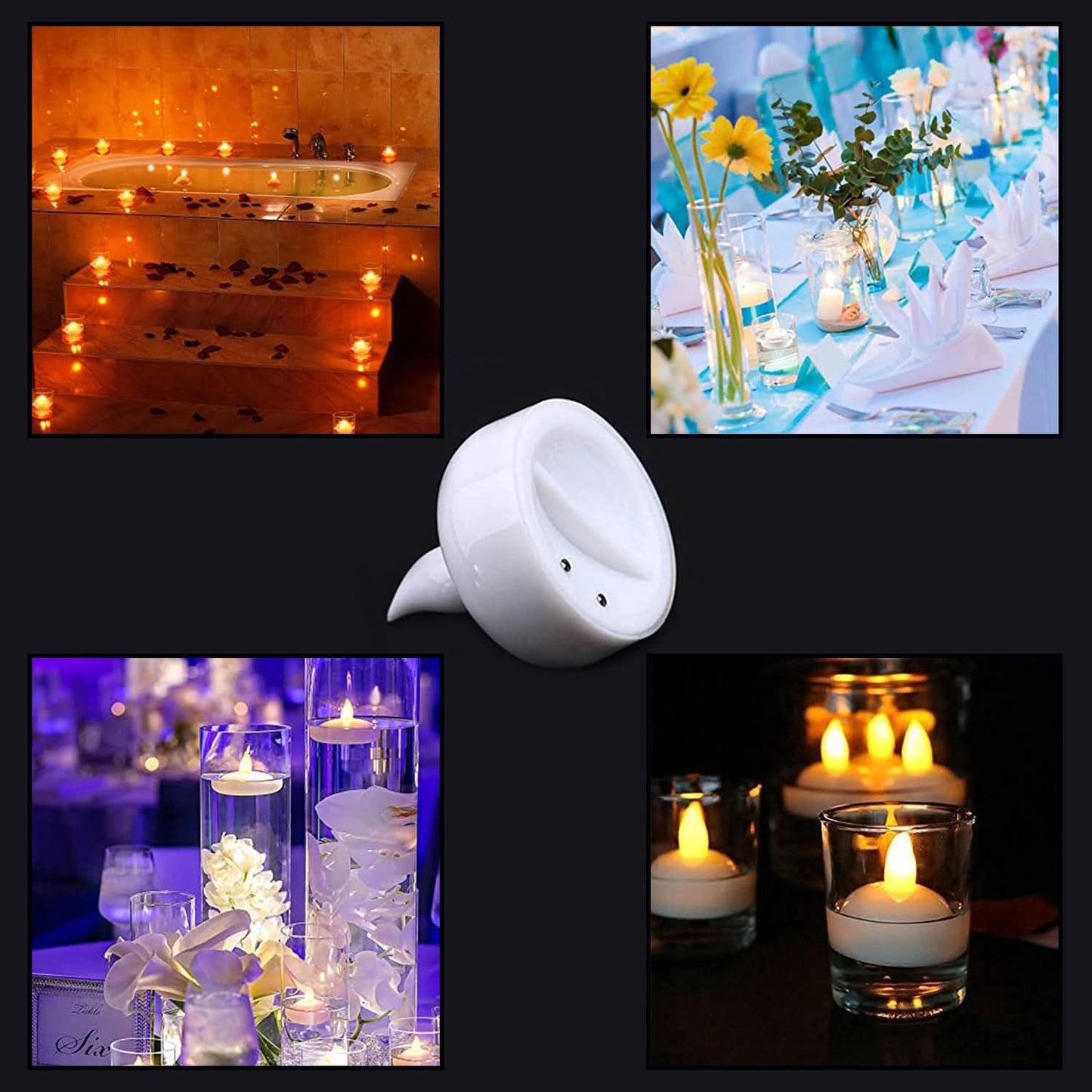 Set Of 12 Flameless Floating Candles Battery Operated Tea Lights Tealight Candles.