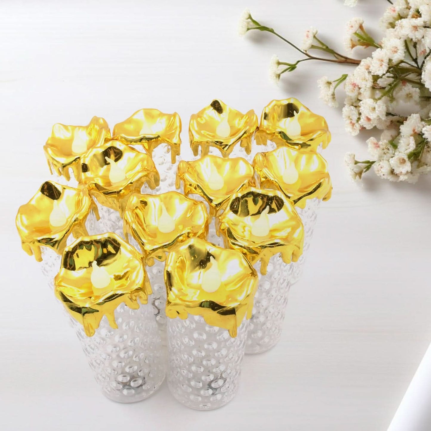 Gold Flameless Candles Led Light Decorative Candles  (12 Pc Moq)