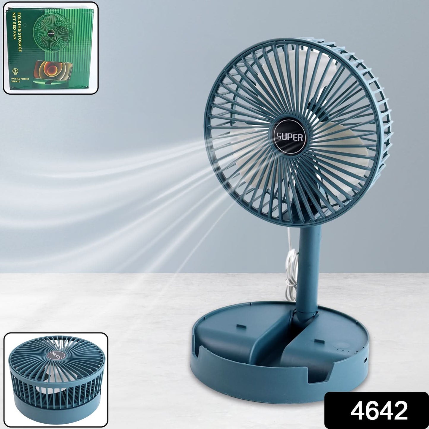 Telescopic Electric Desktop Fan, Adjustable height, Foldable, Portable (Battery not included)