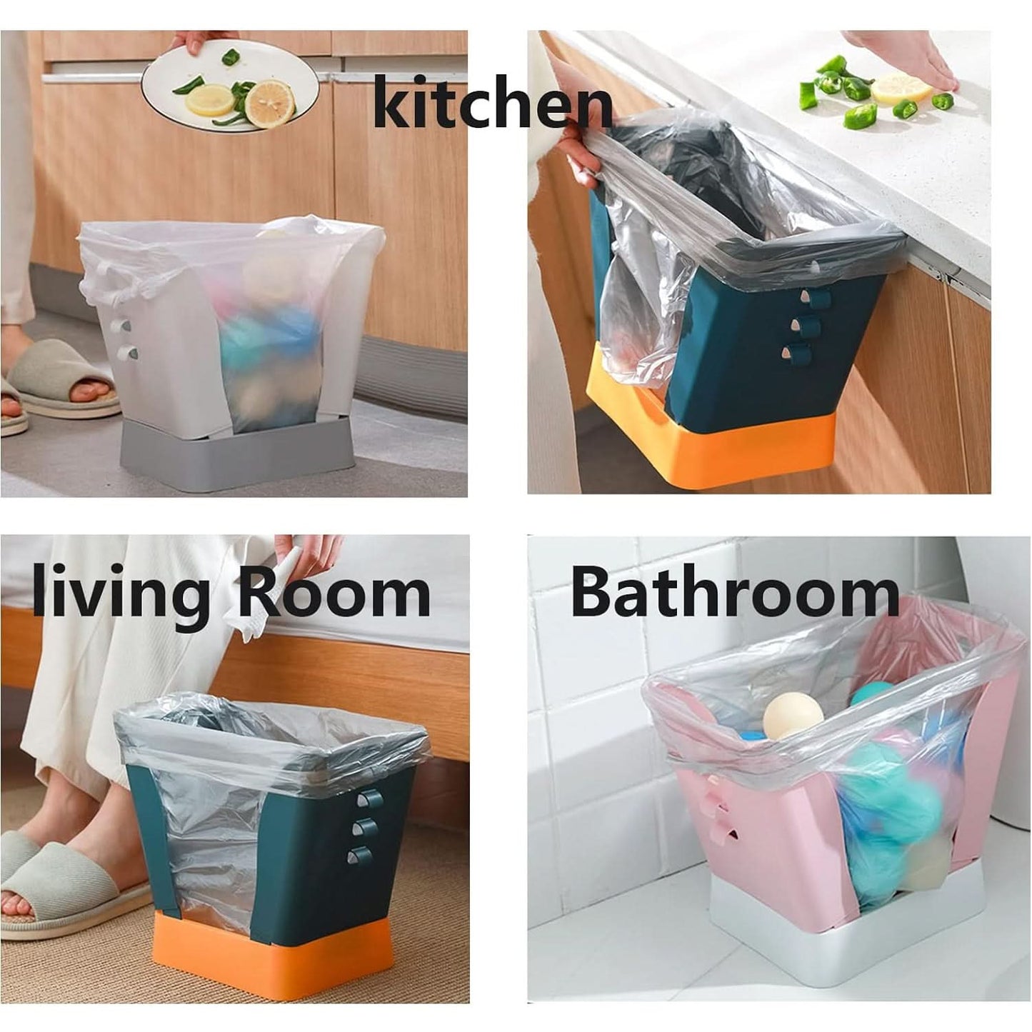 Trash Can Waste Container Expandable For Kitchen Bathroom Living Room Bedroom Outdoor (1 Pc)