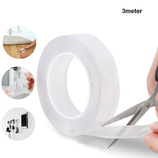 Double Sided Nano Adhesive Tape 3 Meter, Washable, Traceless Nano Gel Tape Multipurpose