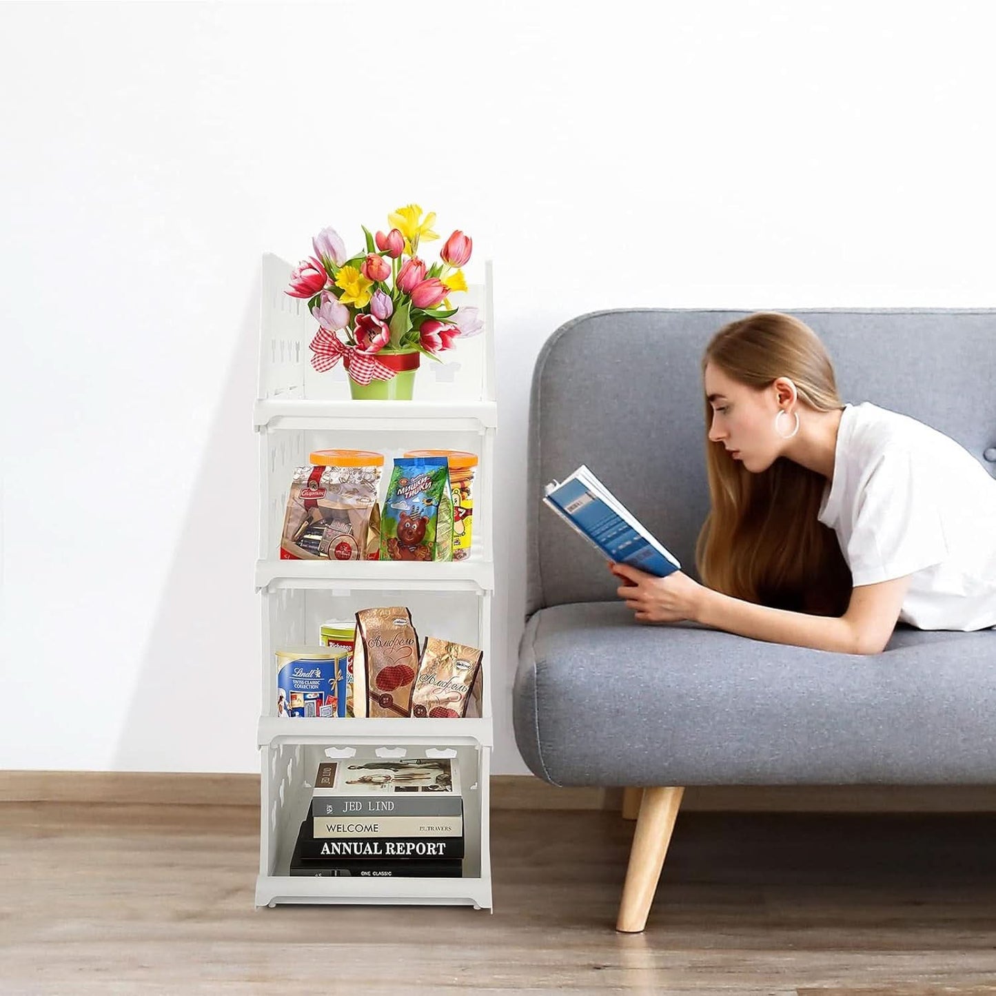 4 Layer Stackable Multifunctional Storage for Clothes Foldable Drawer Shelf Basket (4 Layer 1 Pc)