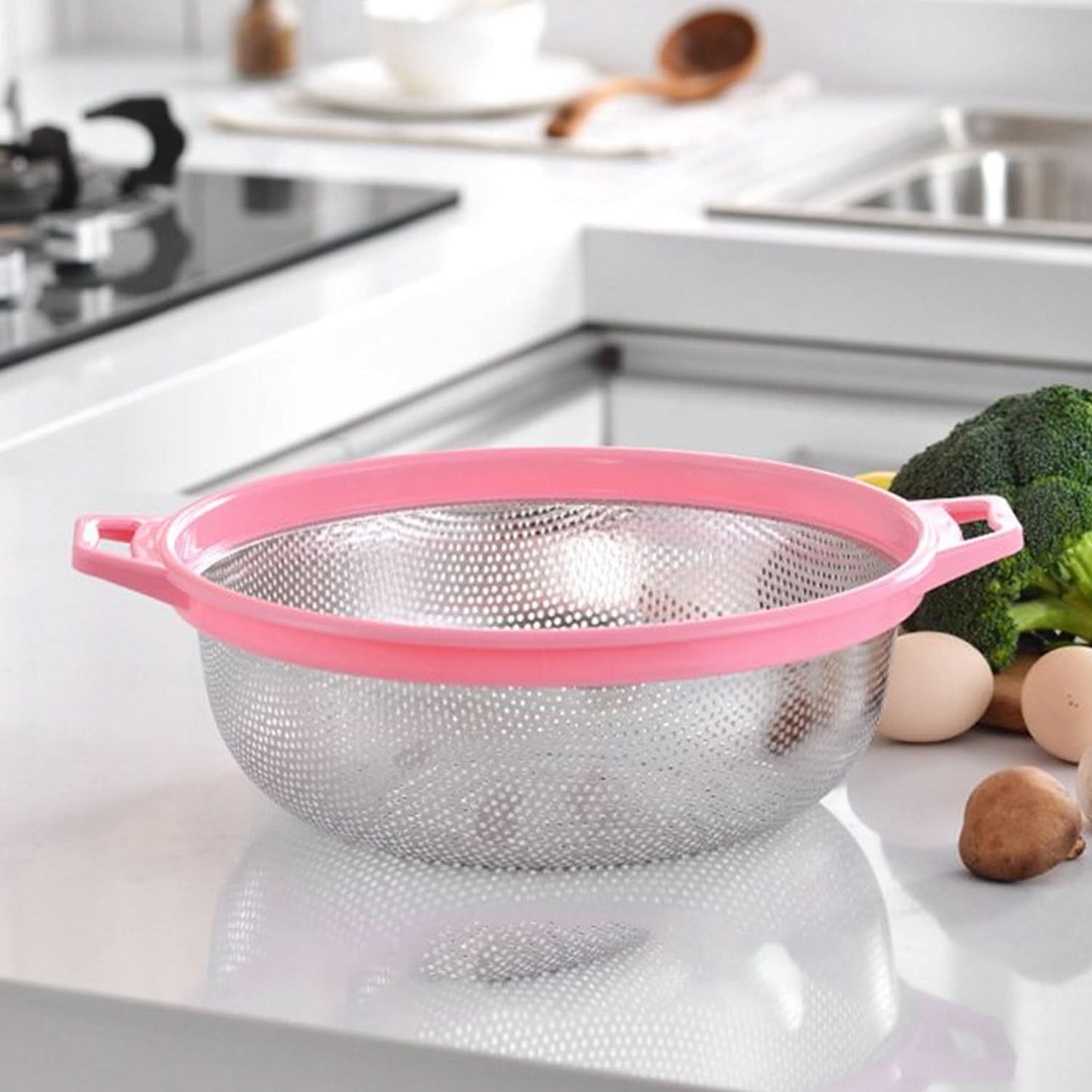Big Stainless Steel Large Metal Mesh Basket Strainer  (1 Pc )