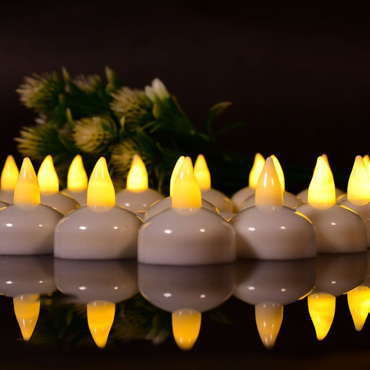 Set Of 12 Flameless Floating Candles Battery Operated Tea Lights Tealight Candles.