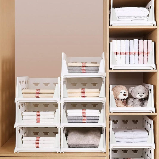4 Layer Stackable Multifunctional Storage for Clothes Foldable Drawer Shelf Basket (4 Layer 1 Pc)
