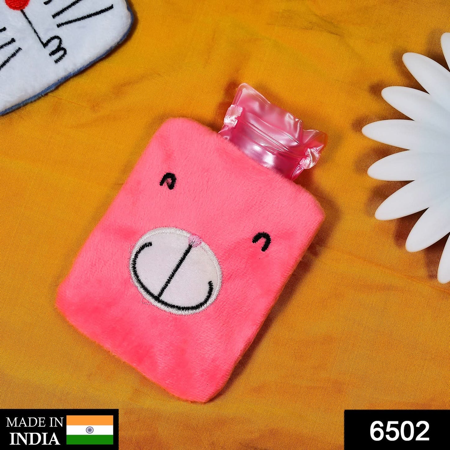 6502 Pink Small Hot Water Bag With Cover For Pain Relief Neck Shoulder Pain And Hand Feet Warmer Menstrual Cramps.