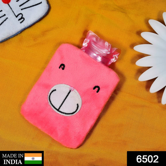 6502 Pink Small Hot Water Bag With Cover For Pain Relief Neck Shoulder Pain And Hand Feet Warmer Menstrual Cramps.