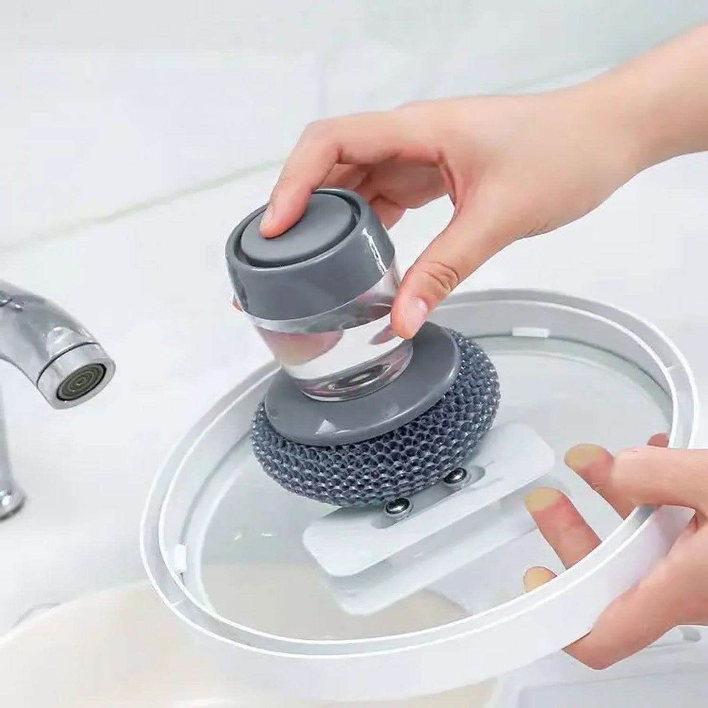 Soap Dispensing Palm Brush With Dispenser
