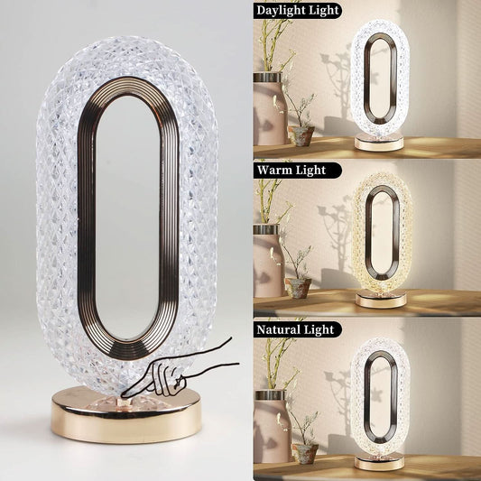Touch Control Crystal Table Desk Lamp 3-way Dimmable Light Usb Rechargeable Crystal Diamond Table Lamp