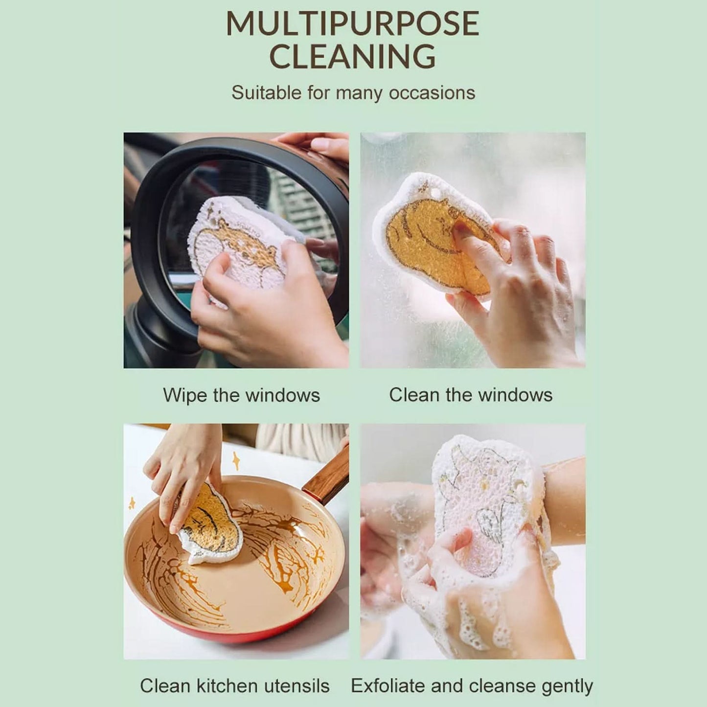 Compressed Wood Pulp Sponge, Dishwashing Absorbing Pad. Kitchen Cleaning Tool.