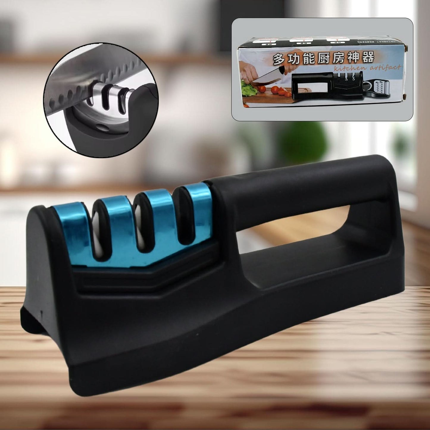 Knife Sharpener For Kitchen  Knife Sharpener for Handheld Knives  Pocket Knife Sharpener  Knife Sharpener For Chefs  Serrated Knife (9in1)