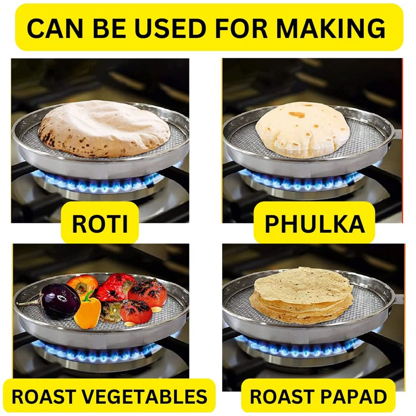 Steel Roaster Grill Jali For Papad Tandoor  Chapati Roast Use ( 1 Pc )