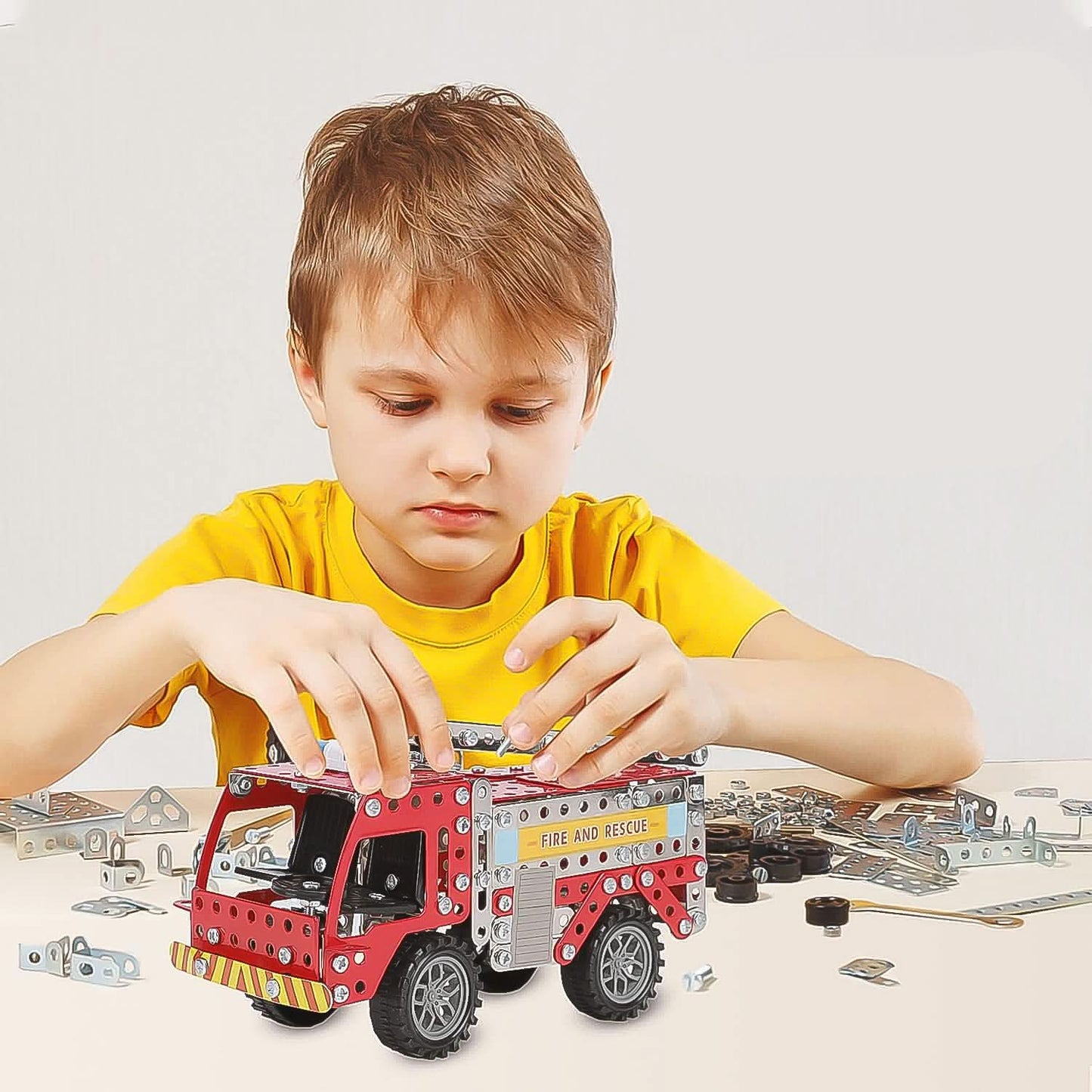 Metal Diy Fire Truck Building Blocks For Kids (Fire Truck  292pcs Of Truck Tool  1 Set)