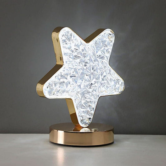 Star Shape Crystal Diamond Lamp Cordless With Usb Rechargeable 3-way Dimmable Touch Control  (1 Pc )