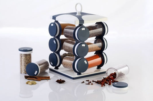 Spice Jar Set - Food Grade Plastic 12pcs Spice Jar (Brown Box)