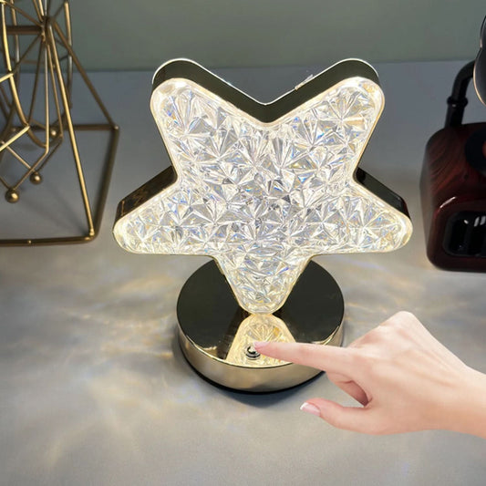 Star Shape Crystal Diamond Lamp Cordless With Usb Rechargeable 3-way Dimmable Touch Control  (1 Pc )