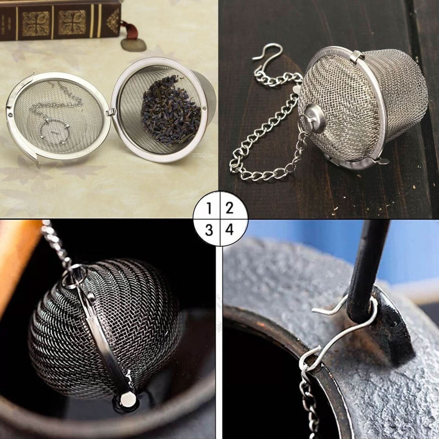 Stainless Steel Spice Tea Filter Herbs Locking Infuser Mesh Ball