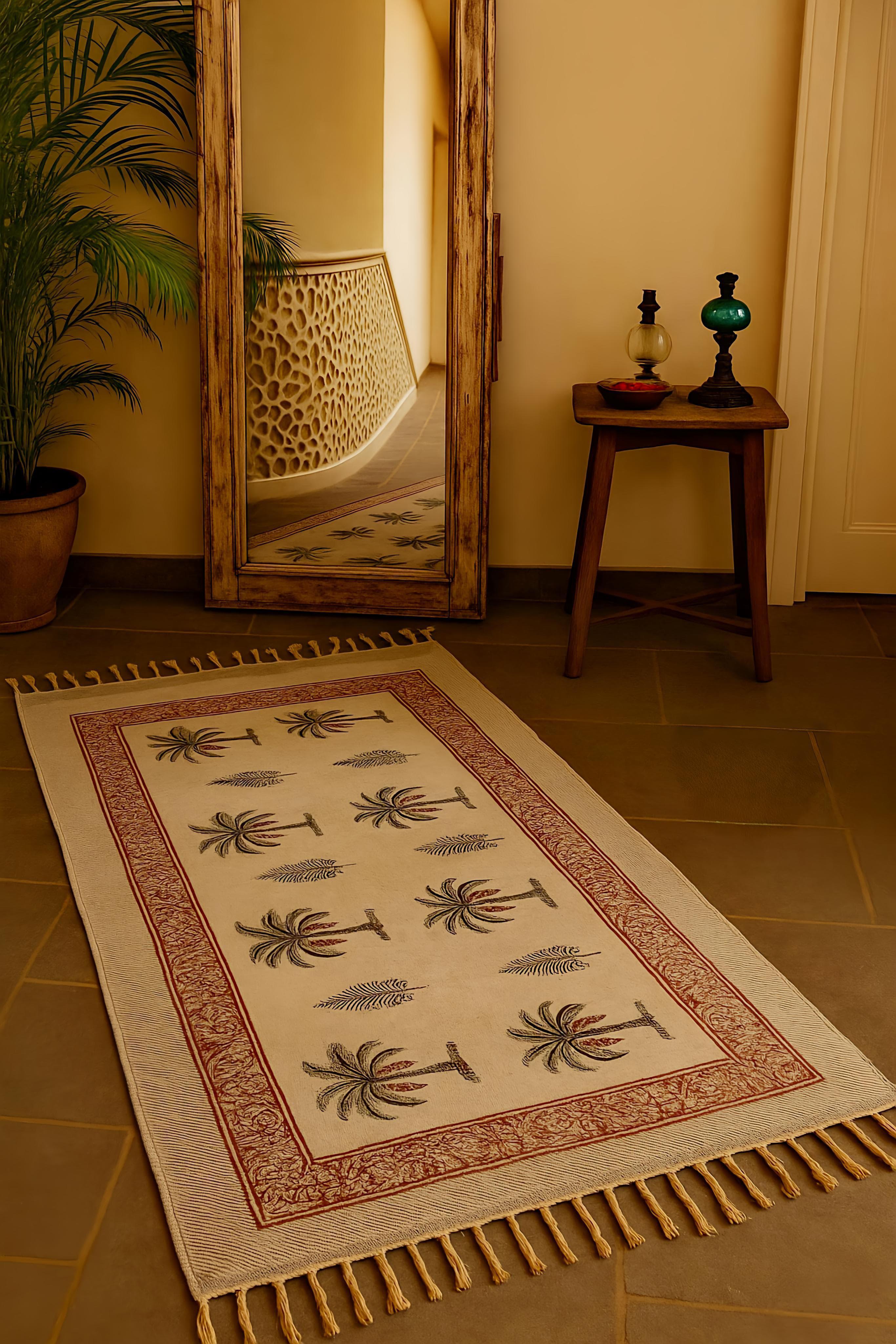 Mitti- Dhara HandBlock Printed Jute Rug-3x5 feet.