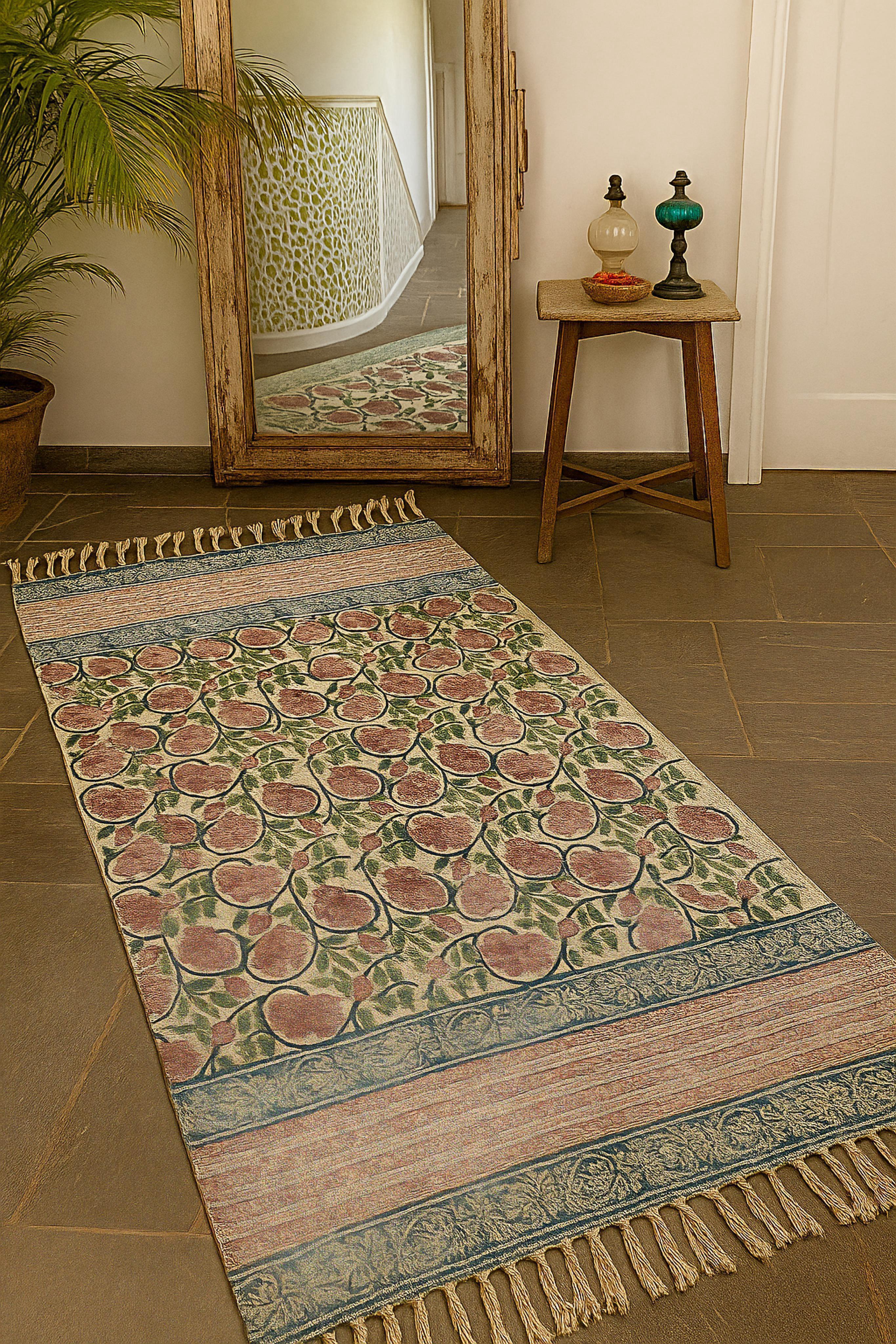 Mitti-Akaar HandBlock Printed Jute Rug-3x5 feet