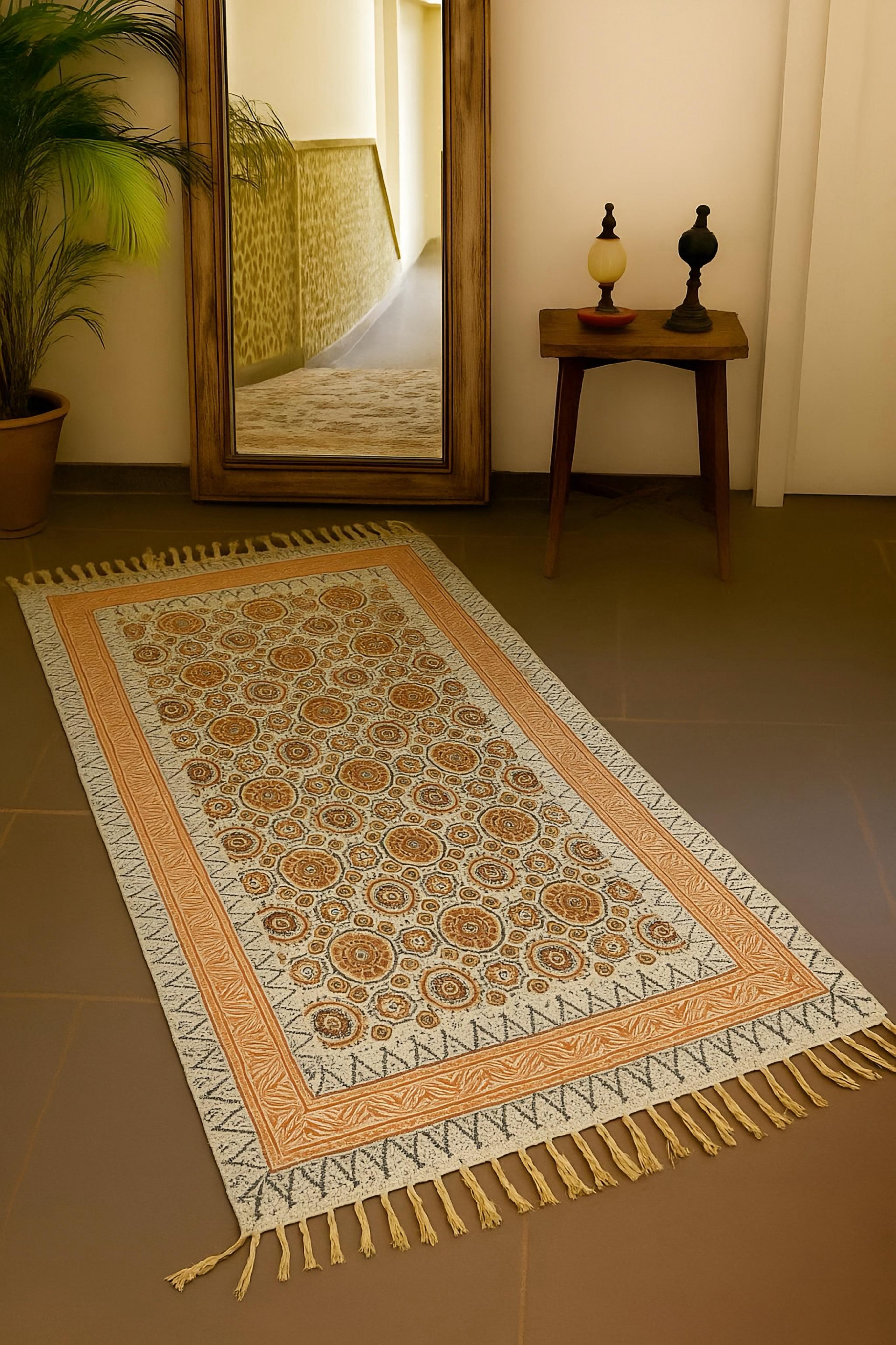 Mitti-Reet HandBlock Printed Jute Rug-3x5 feet.