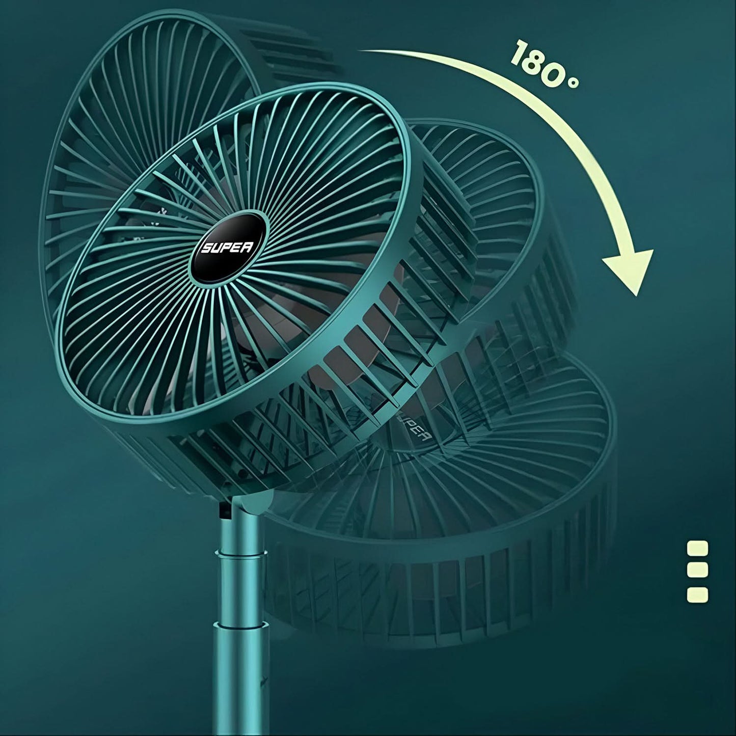 Telescopic Electric Desktop Fan, Adjustable height, Foldable, Portable (Battery not included)