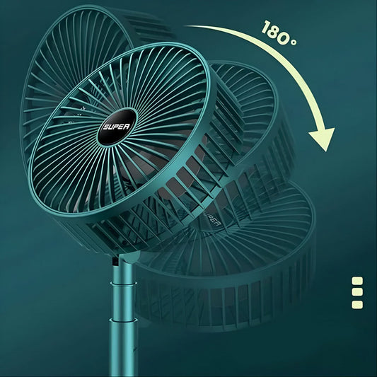 Telescopic Electric Desktop Fan, Adjustable height, Foldable, Portable (Battery not included)