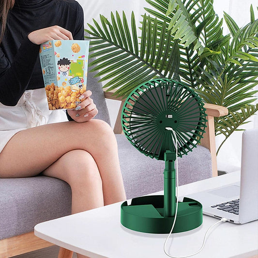 Telescopic Electric Desktop Fan, Adjustable height, Foldable, Portable (Battery not included)