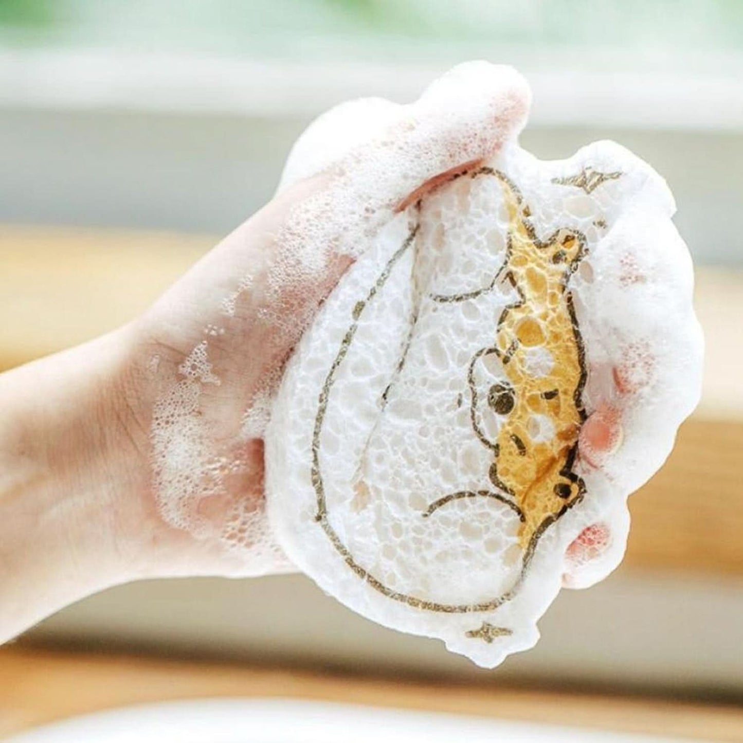 Compressed Wood Pulp Sponge, Dishwashing Absorbing Pad. Kitchen Cleaning Tool.