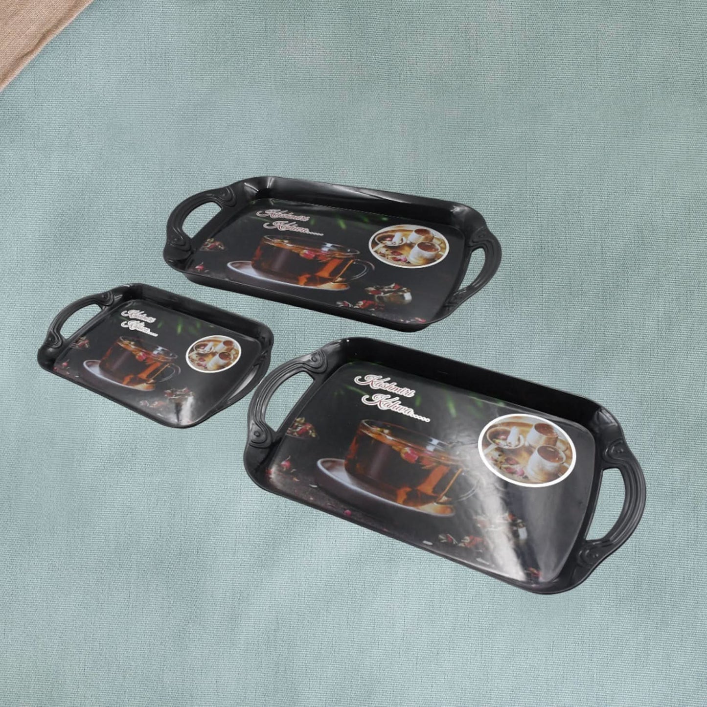Serving Tray Set Of 3 Melamine Trays For Kitchen Snacks Serving