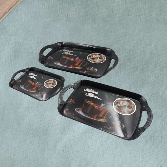 Serving Tray Set Of 3 Melamine Trays For Kitchen Snacks Serving