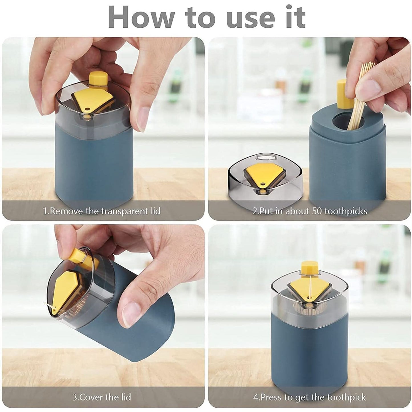 Toothpick Holder Dispenser, Pop-up Automatic Toothpick Dispense.