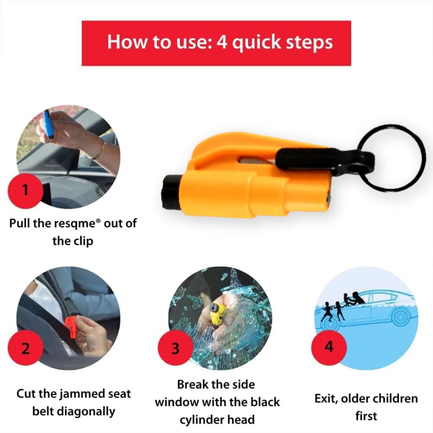 2 In 1 Emergency Safety Cutter With Key Chain - Small