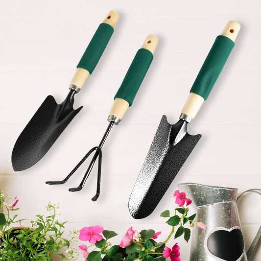 Gardening Tools - Hand Cultivator Wooden Handle (3 Pcs Set)