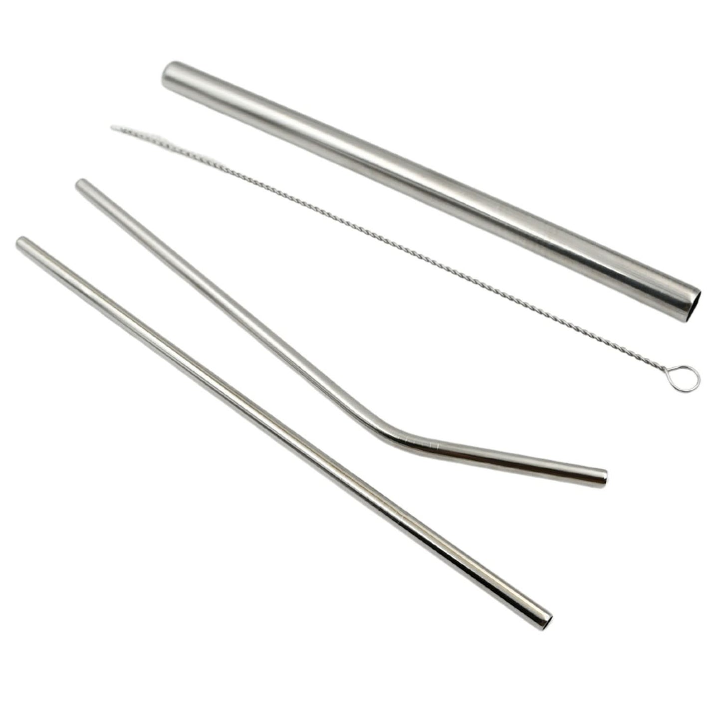 Reusable Stainless Steel Straws With Travel Case, Cleaning Brush-Set Of 4 (2 Straight Straws 1 Bent Straws 1 Brush)
